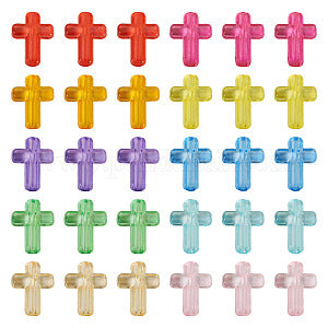 Transparent Acrylic Beads, Cross, Mixed Color 30 PC