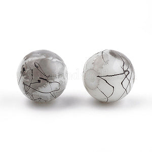 Drawbench & Baking Painted Glass Beads Strands, Round, Camel Lt gray Purple