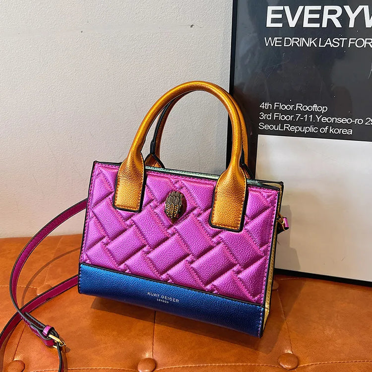 Women's Pu Leather Color Block Solid Color Streetwear Square Zipper Handbag Crossbody Bag