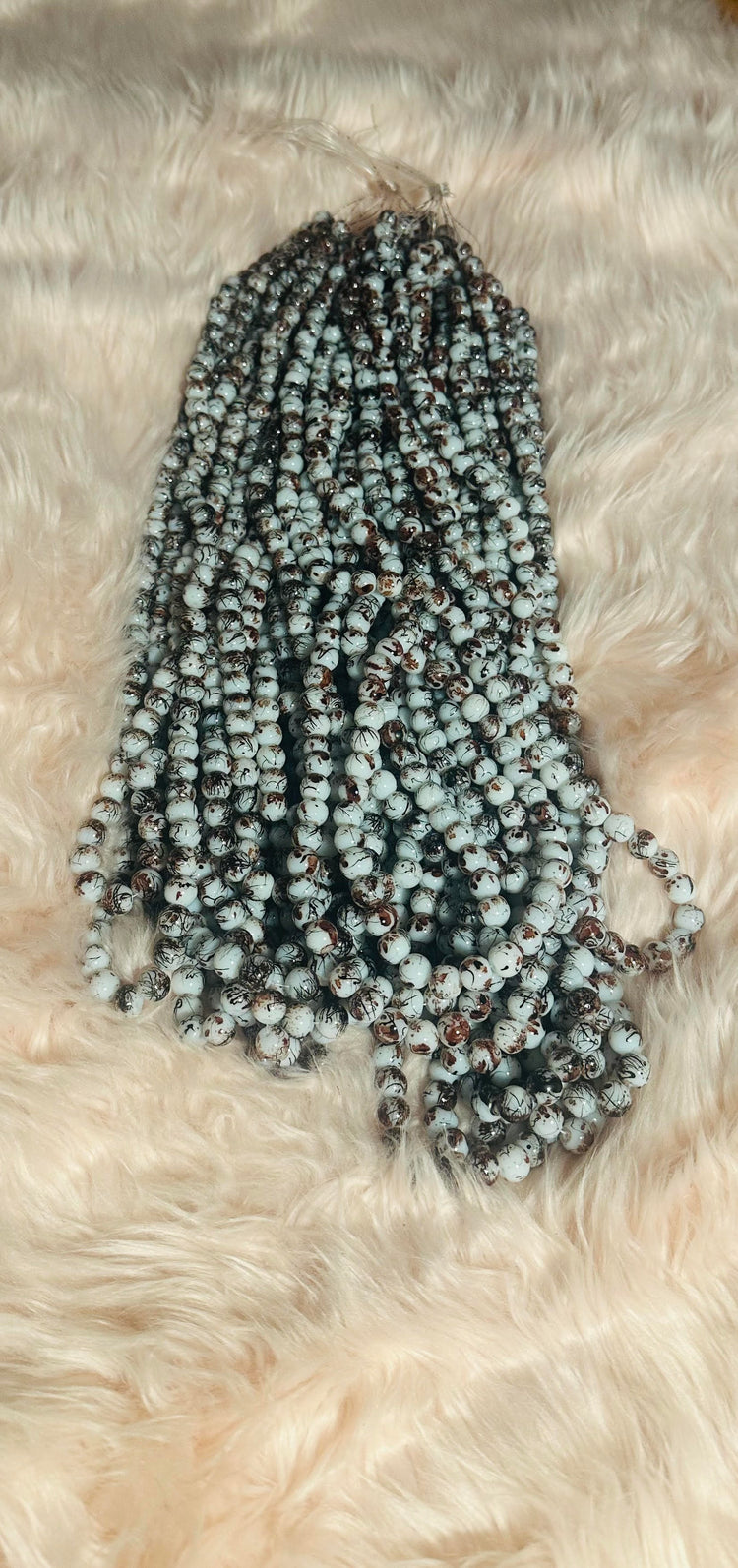 Drawbench & Baking Painted Glass Beads Strands, Round, Camel Lt gray Purple