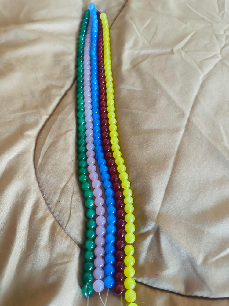 Imitation Jade Glass Beads 5pc