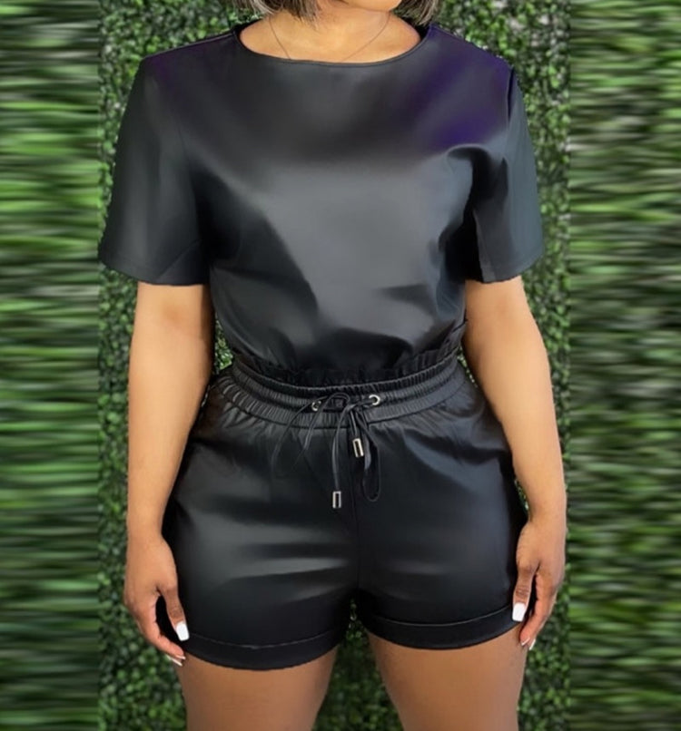 PU Leather Short Set. RUNS SMALL