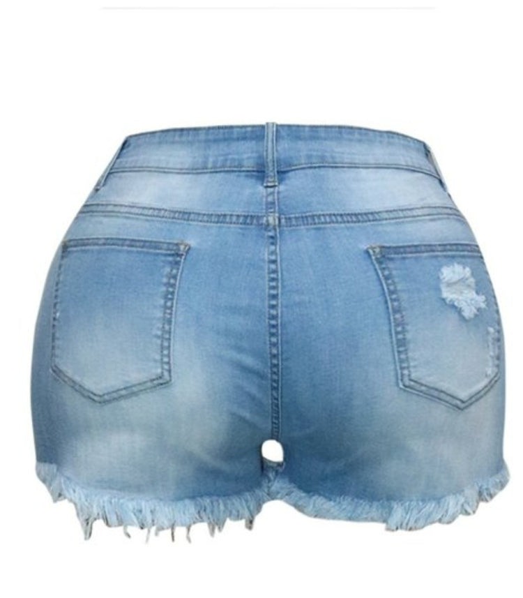 Beaded Denim Shorts