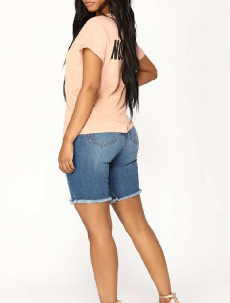 Broken Holes Thigh Cut Shorts