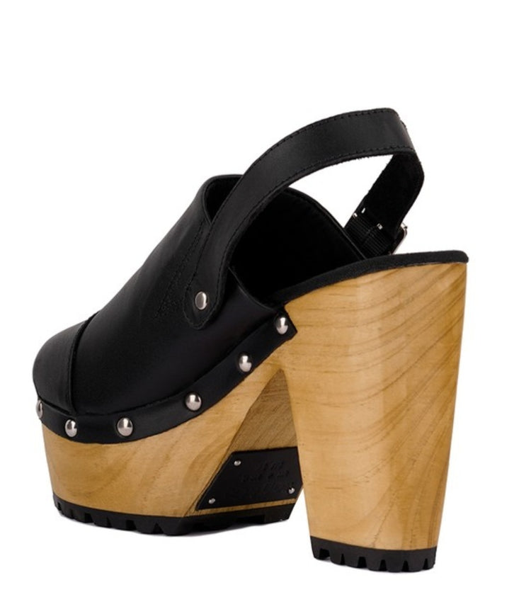 Black Wooded Clogs.