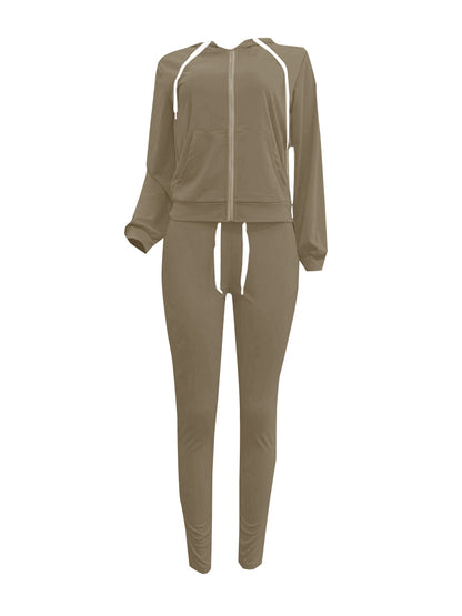 Kangaroo Pocket Drawstring Tracksuit Set