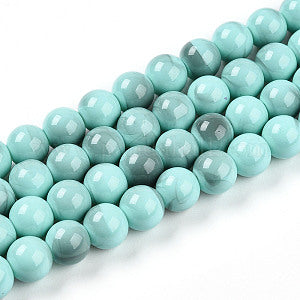 Baking Painted Glass Beads, Round, Two Tone