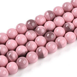 Baking Painted Glass Beads, Round, Two Tone