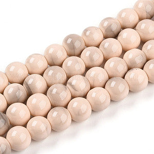 Baking Painted Glass Beads, Round, Two Tone