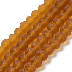 Transparent Glass Beads Strands, Faceted, Frosted, Rondelle 10mm, Hole: 1mm, about 60~61pcs/strand