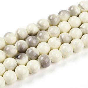 Baking Painted Glass Beads, Round, Two Tone