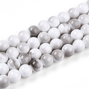 Baking Painted Glass Beads, Round, Two Tone