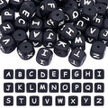 26Pcs 26 Style Silicone Alphabet Beads for Bracelet or Necklace Making, Letter Style, Cube