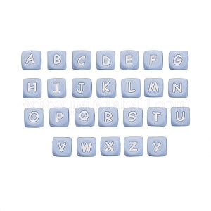 26Pcs 26 Style Silicone Alphabet Beads for Bracelet or Necklace Making, Letter Style, Cube
