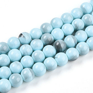 Baking Painted Glass Beads, Round, Two Tone