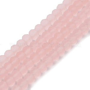 Transparent Glass Beads Strands, Faceted, Frosted, Rondelle 10mm, Hole: 1mm, about 60~61pcs/strand