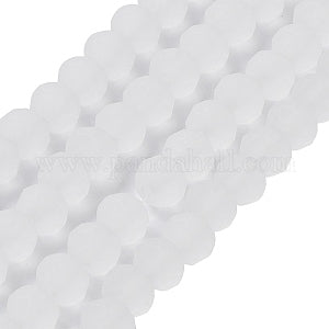 Transparent Glass Beads Strands, Faceted, Frosted, Rondelle 10mm, Hole: 1mm, about 60~61pcs/strand