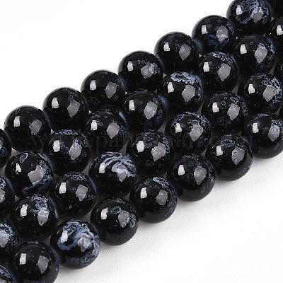 Black Painted with or without Gold  Glass Bead 80 beads or more.