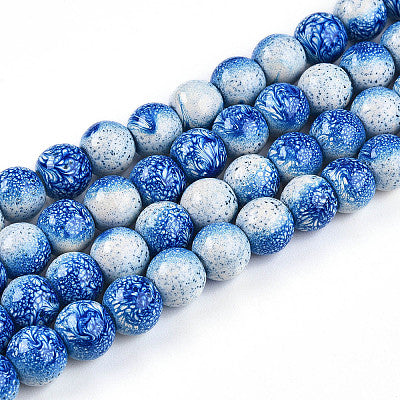 Two Tone, Royal Blue/Red -whole Strand 80-100 beads