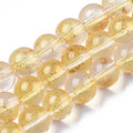 Transparent Spray Painted Glass Bead Strands, with Golden Foil, Round, Gold, 10mm 40 or more beads per strand.