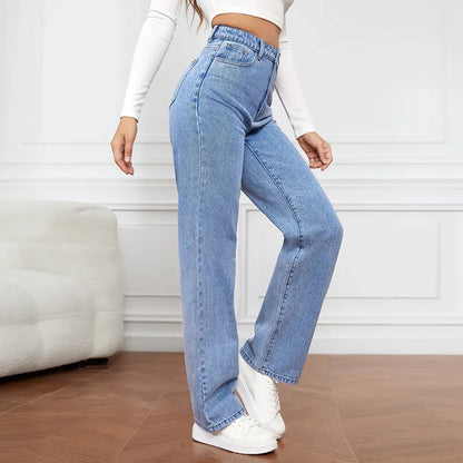 Women's Daily Streetwear Solid Color Full Length Washed Jeans