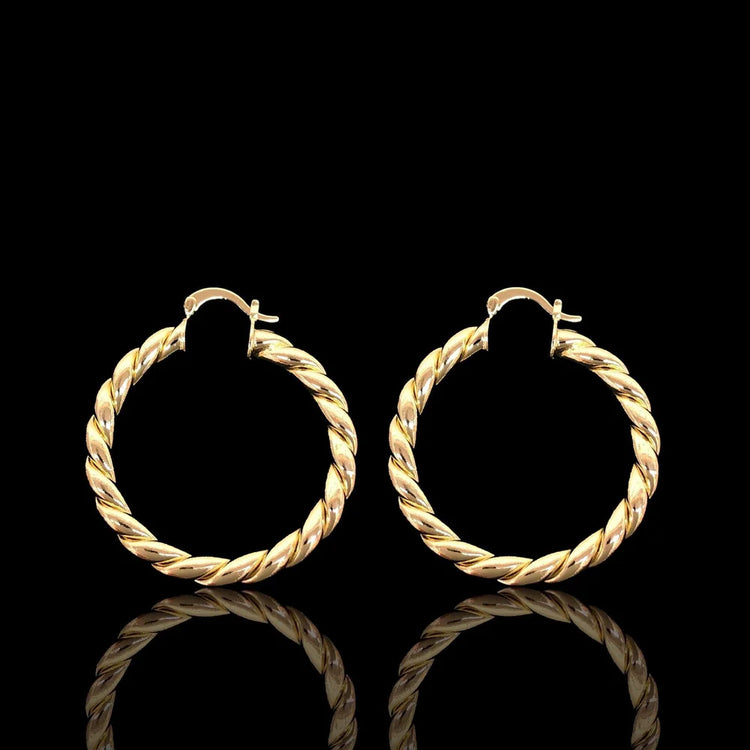 Gold Filled Diamond Cut Hoop Earrings  40mm