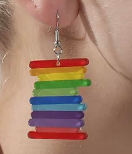 Rainbow Stacked Acrylic Earrings