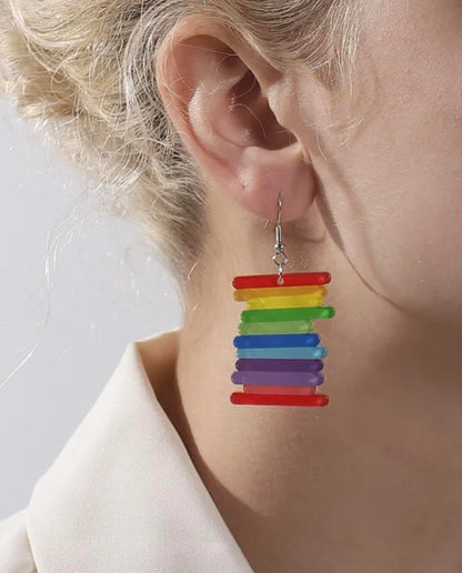 Rainbow Stacked Acrylic Earrings