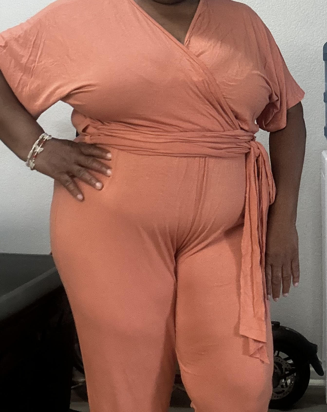 Peach 2pc Wrap around shirt and pant set