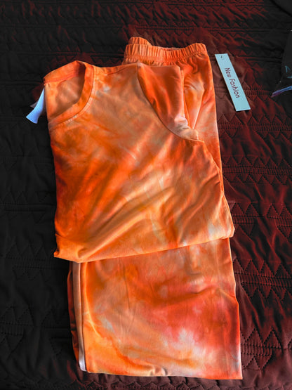 2Pc Orange Tie dye Set