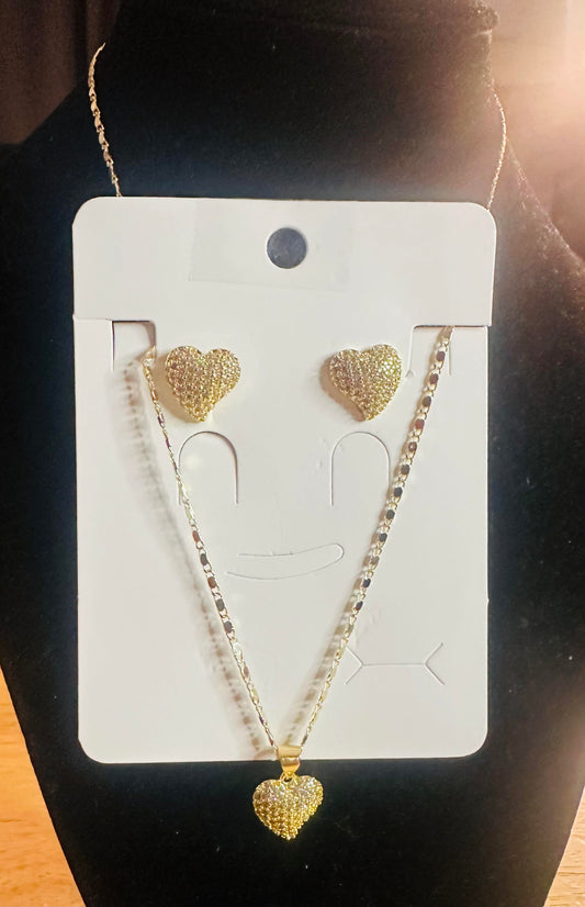 Gold Plated Bracelets /Anklets and Heart Necklace Set