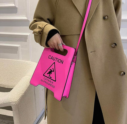 Hot Pink Caution Cat Walk Purse