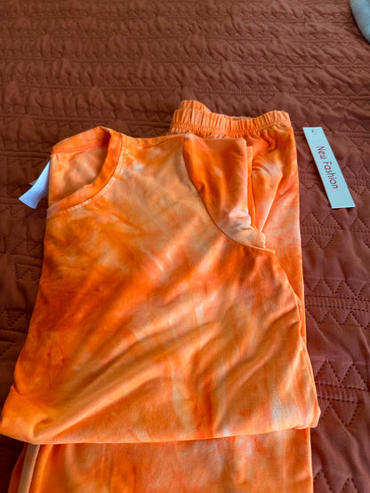 2Pc Orange Tie dye Set