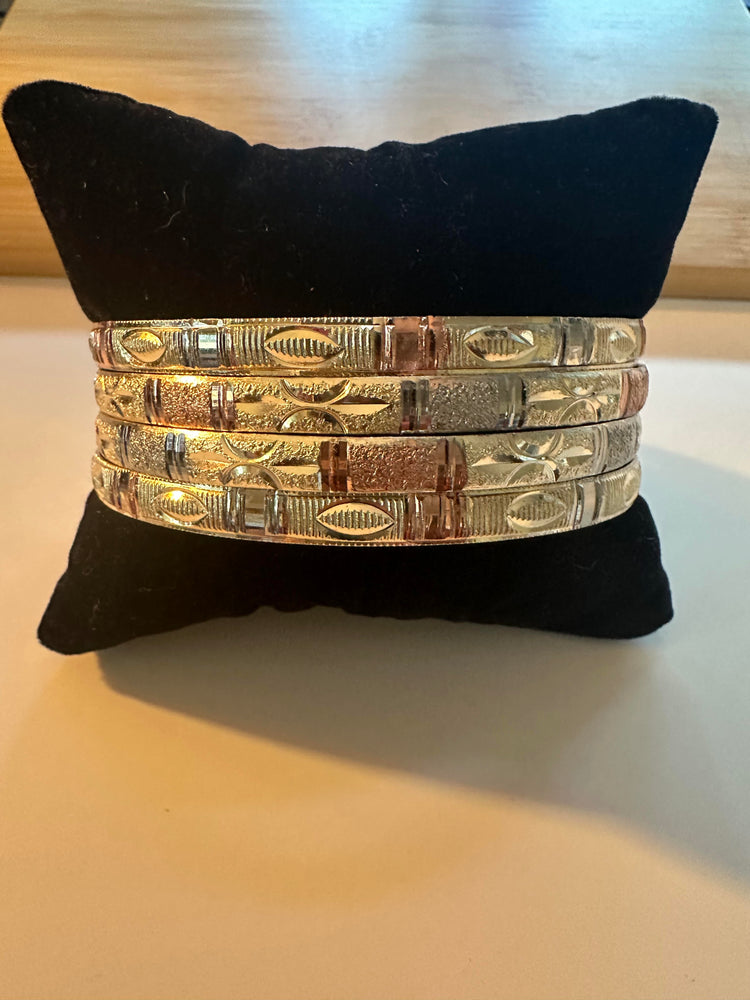 Plated Bangles (Size 6,7 8) 4Pc Set