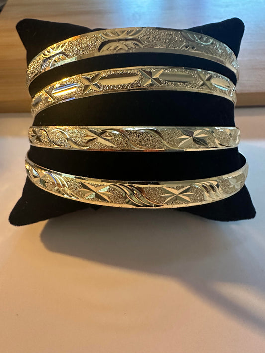 Plated Bangles (Size 6,7 8) 4Pc Set