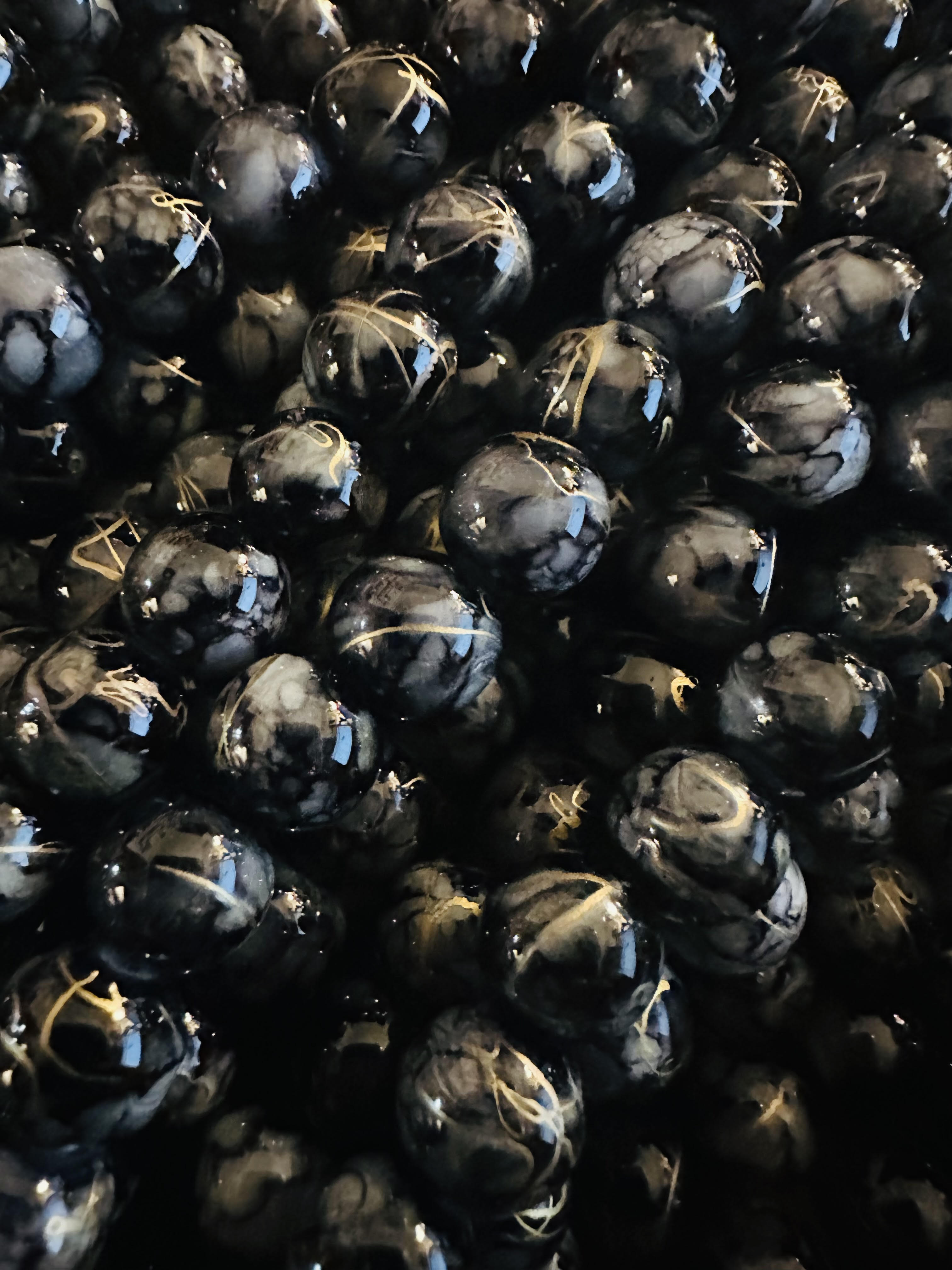 Black Painted Glass Beads Strands, Round,