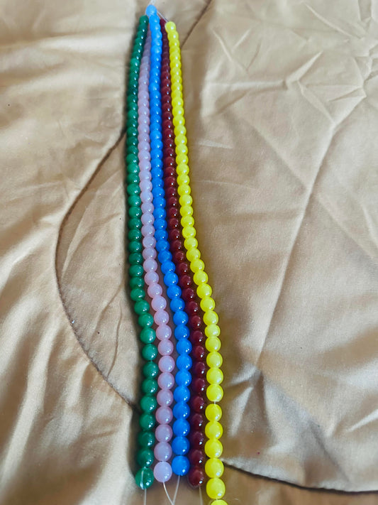 Imitation Jade Glass Beads 5pc