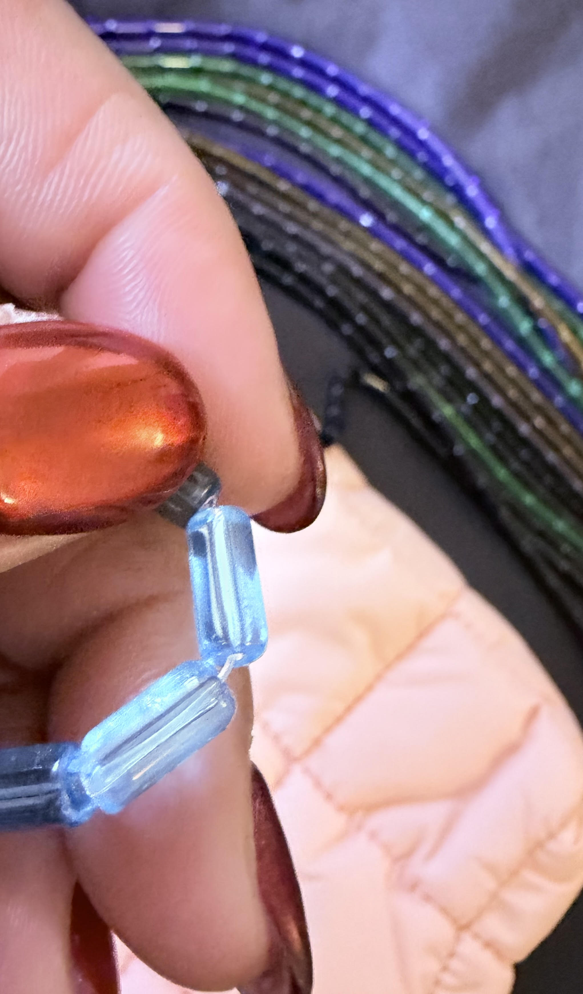 Transparent Glass Beads Strands, Tube, Mixed Color, 9x4mm, Hole: 0.5mm, about 32~33pcs/strand, 12 inch