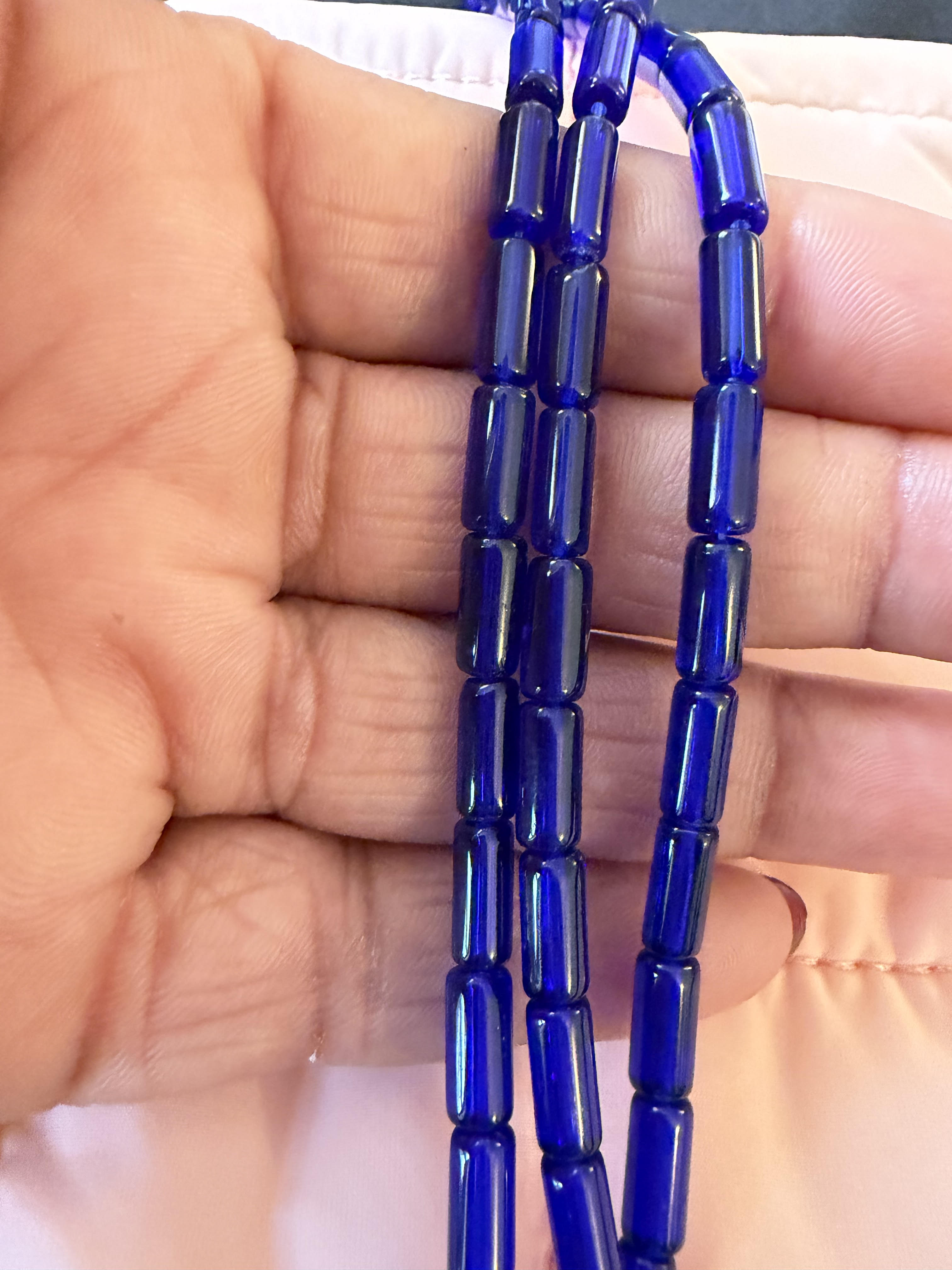 Transparent Glass Beads Strands, Tube, Mixed Color, 9x4mm, Hole: 0.5mm, about 32~33pcs/strand, 12 inch