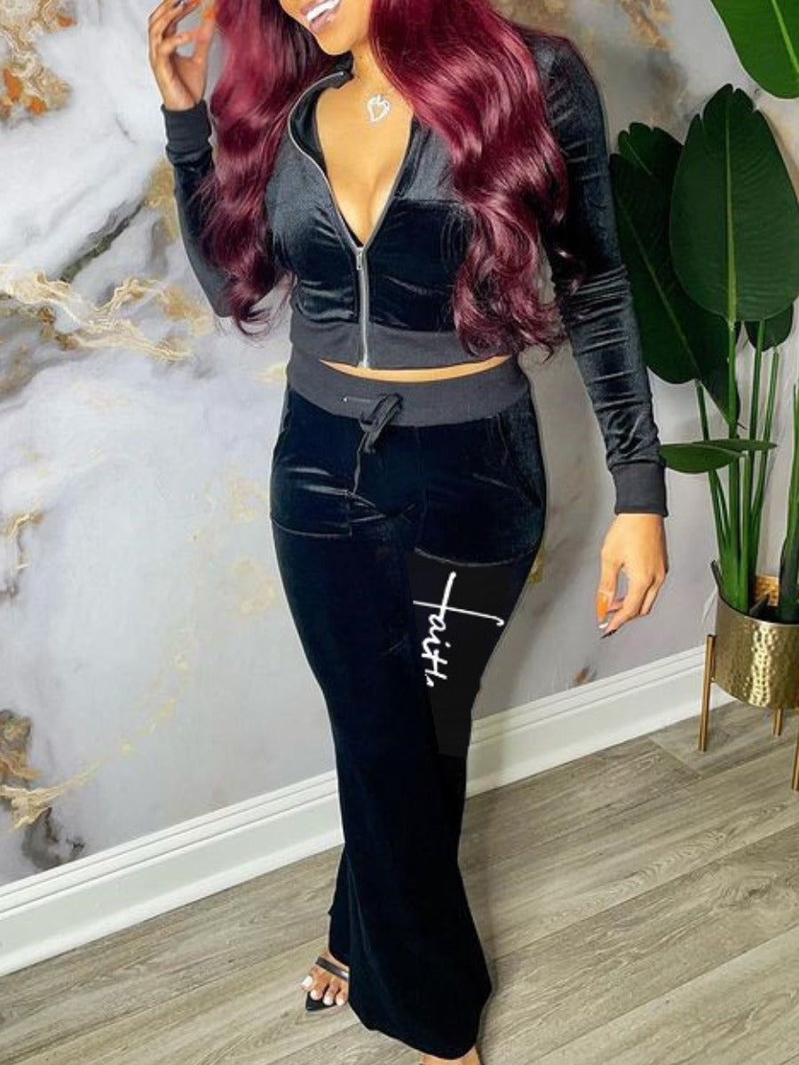 Faith Two-piece Crop Top Pants Set