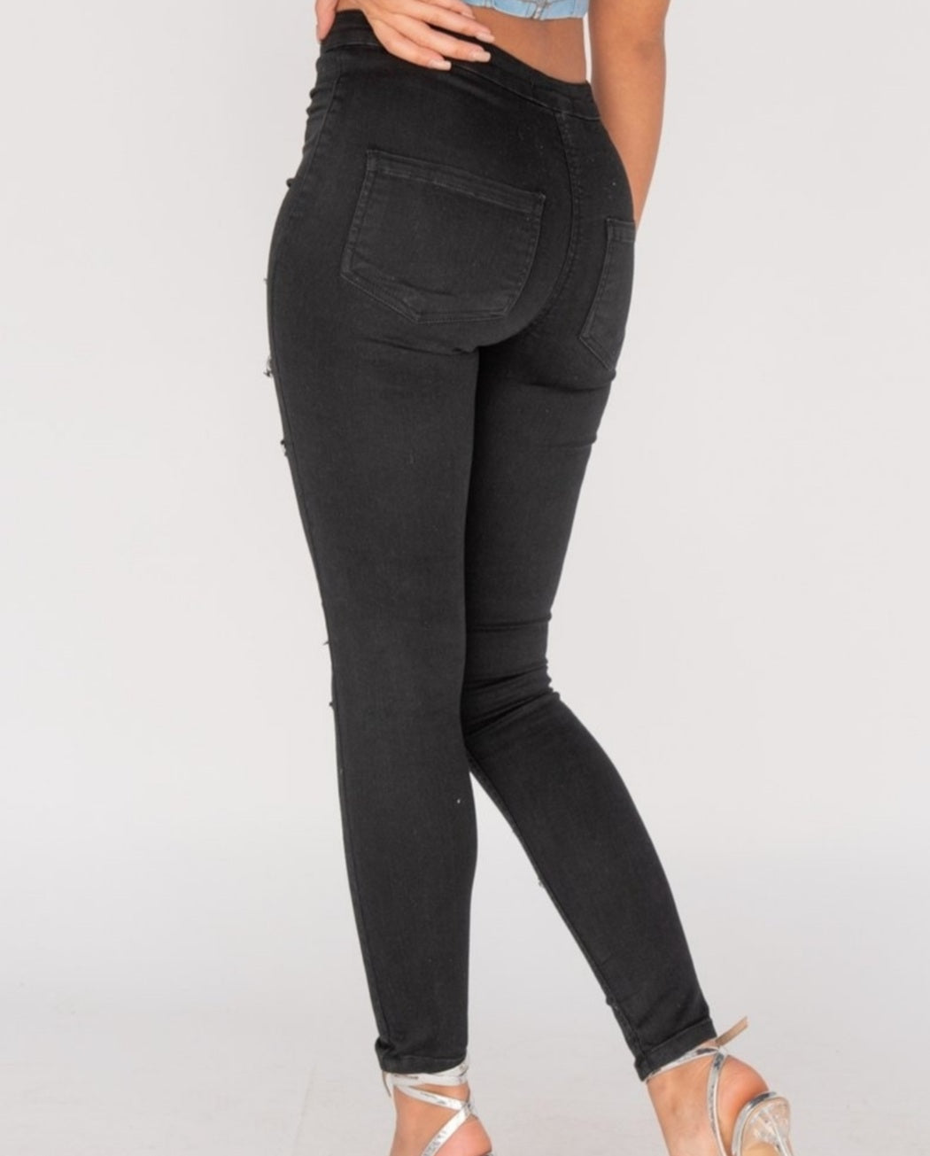 Black Distressed High Waisted Jeggings