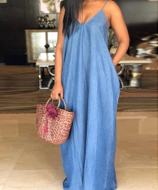 Stappy Denim Maxi Dress