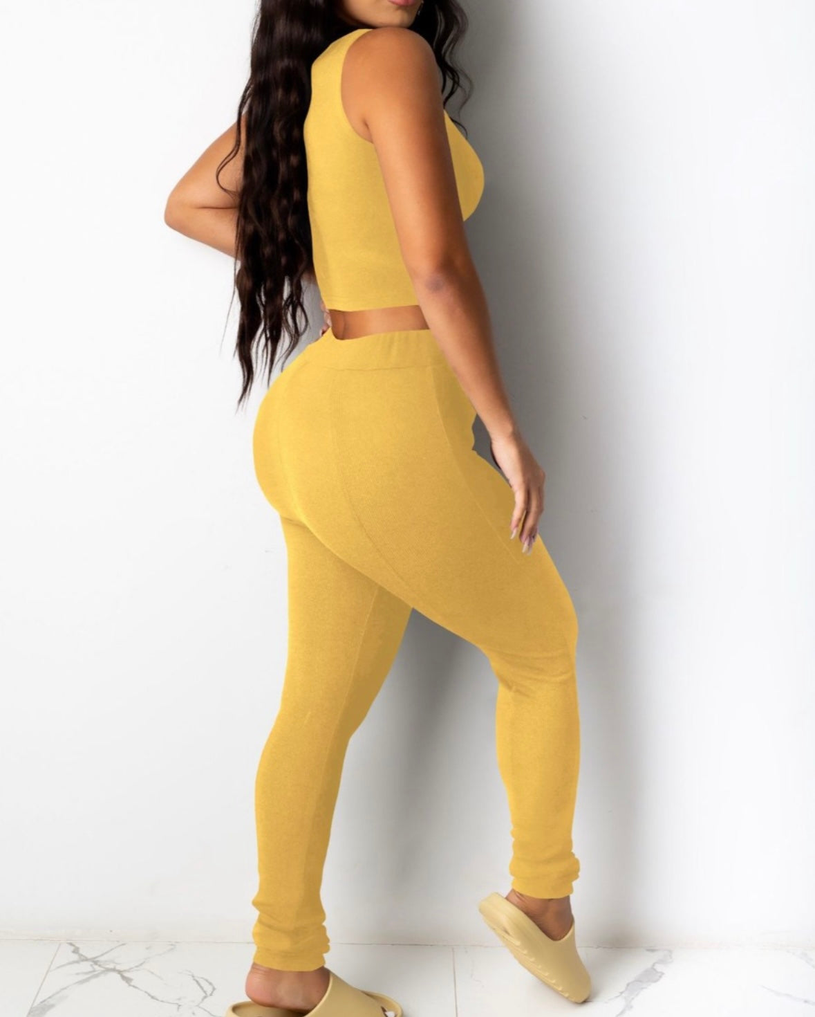 Mustard Round Neck yoga Pant Set (run small)